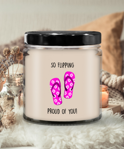 Congratulations So Flipping Proud Of You Candle 9 oz Vanilla Scented Soy Wax Blend Candles Funny Gift