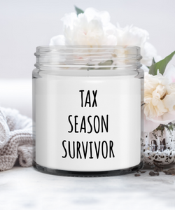 CPA Gift Tax Season Survivor Candle Vanilla Scented Soy Wax Blend 9 oz. with Lid
