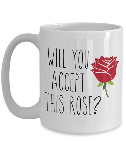 Valentine's Day Mug for Girlfriend Will You Accept This Rose Coffee Cup for Wife