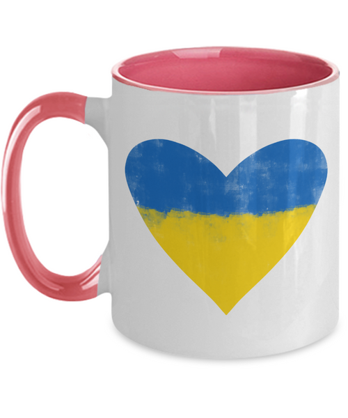 Ukraine Heart Mug Support Ukraine I Stand with Ukraine Stop War Free Ukraine No War Two-Tone Coffee Cup