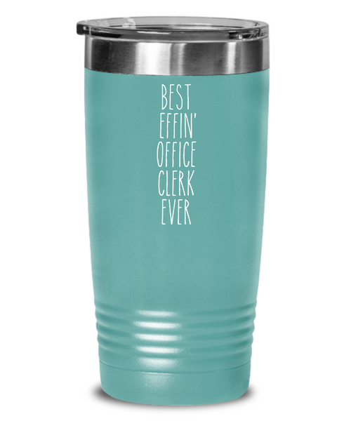 Gift For Office Clerk Best Effin' Office Clerk Ever Insulated Drink Tumbler Travel Cup Funny Coworker Gifts