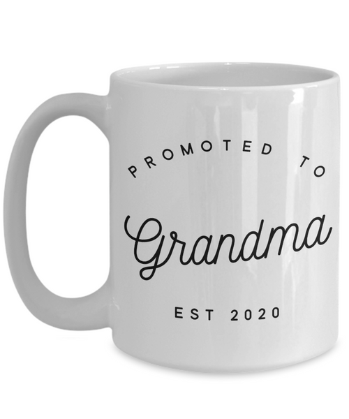 Promoted to Grandma EST 2020 Mug Pregnancy Reveal New Grandparents Grandchild Birth Announcement Coffee Cup