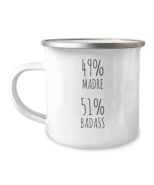 49% Madre 51% Badass Metal Camping Mug Coffee Cup Funny Gift