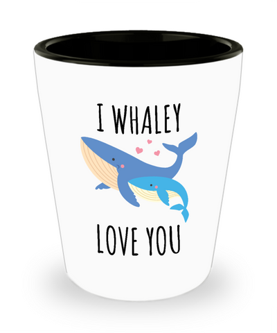Whale Gifts for Women Men I Whaley Love You Cute Ceramic Shot Glass