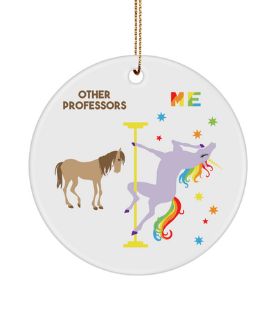Professor Rainbow Unicorn Ceramic Christmas Tree Ornament