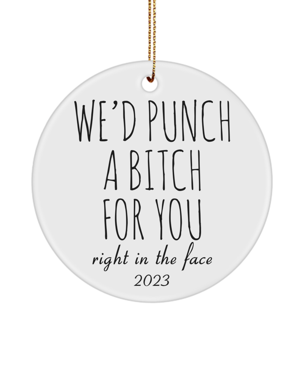 Best Friend Ornament Friendship Ornament Dumb Gifts for Friends Funny Gift BFF Gift WE'D Punch a Bitch for You Rude Christmas Tree Ornament