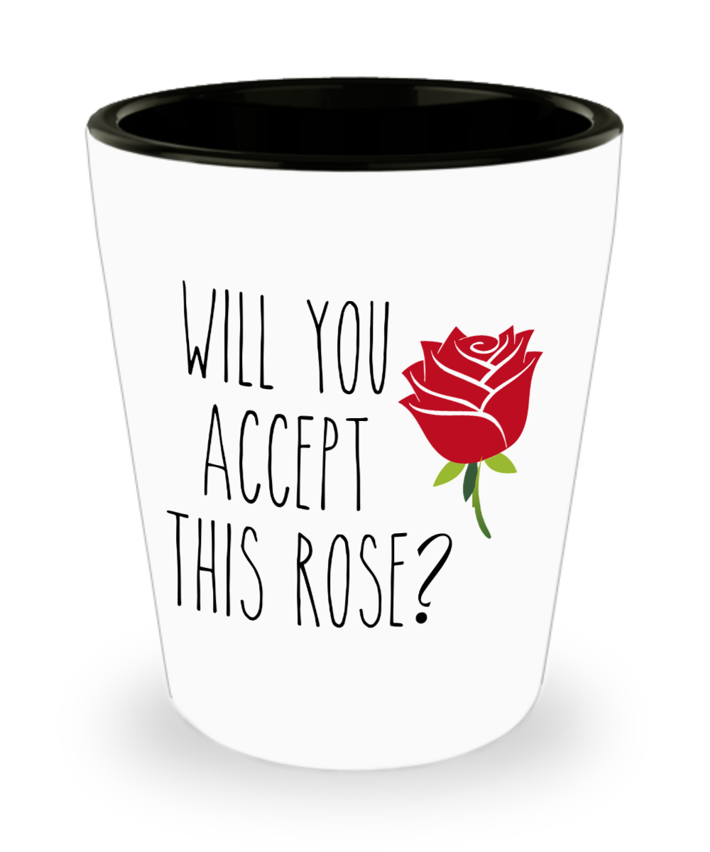 Valentine's Day Shot Glass for Girlfriend Will You Accept This Rose Shot Glasses for Wife
