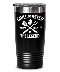 Grill Master The Man The Myth The Legend Insulated Drink Tumbler Travel Cup Funny Gift