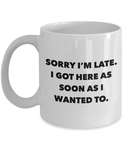 Funny Office Coffee Mug - I Hate Work Gifts - Sorry I'm Late I Got Here As Soon As I Wanted To Ceramic Coffee Cup-Cute But Rude