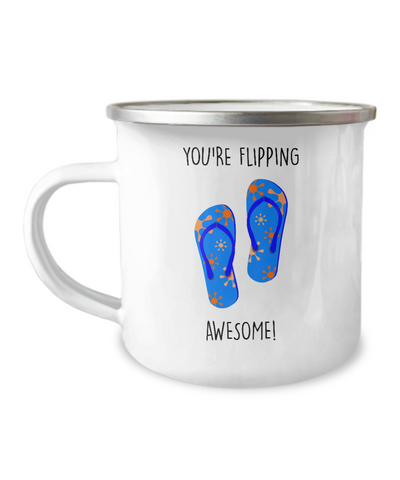 Congratulations You're Flipping Awesome Metal Camping Mug Coffee Cup Funny Gift