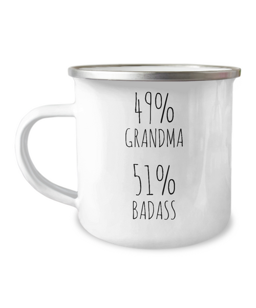49% Grandma 51% Badass Metal Camping Mug Coffee Cup Funny Gift