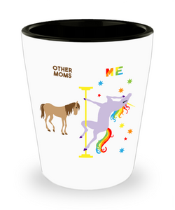 Mom Gifts from Son Daughter Funny Gift from Kids Mother's Day Present Gay Pride Dancing Unicorn Ceramic Shot Glass