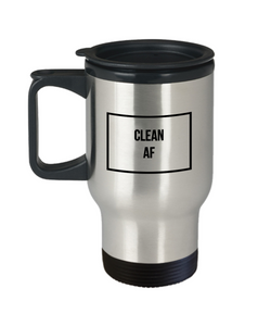 Clean AF Mug Narcotics Anonymous Gifts Addiction Recovery Stainless Steel Insulated Travel Coffee Cup-Cute But Rude