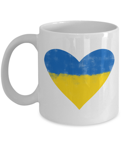 Ukraine Heart Mug Support Ukraine I Stand with Ukraine Stop War Free Ukraine No War Coffee Cup