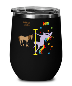 Gift For Ceo Rainbow Unicorn Insulated Wine Tumbler 12oz Travel Cup