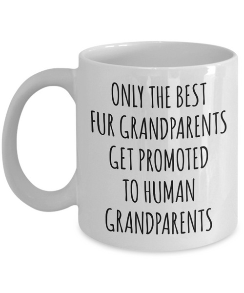 New Grandpa Mug First Time Grandma Baby Announcement Pregnancy Reveal Only the Best Fur Grandparents Get Promoted to Human Coffee Cup