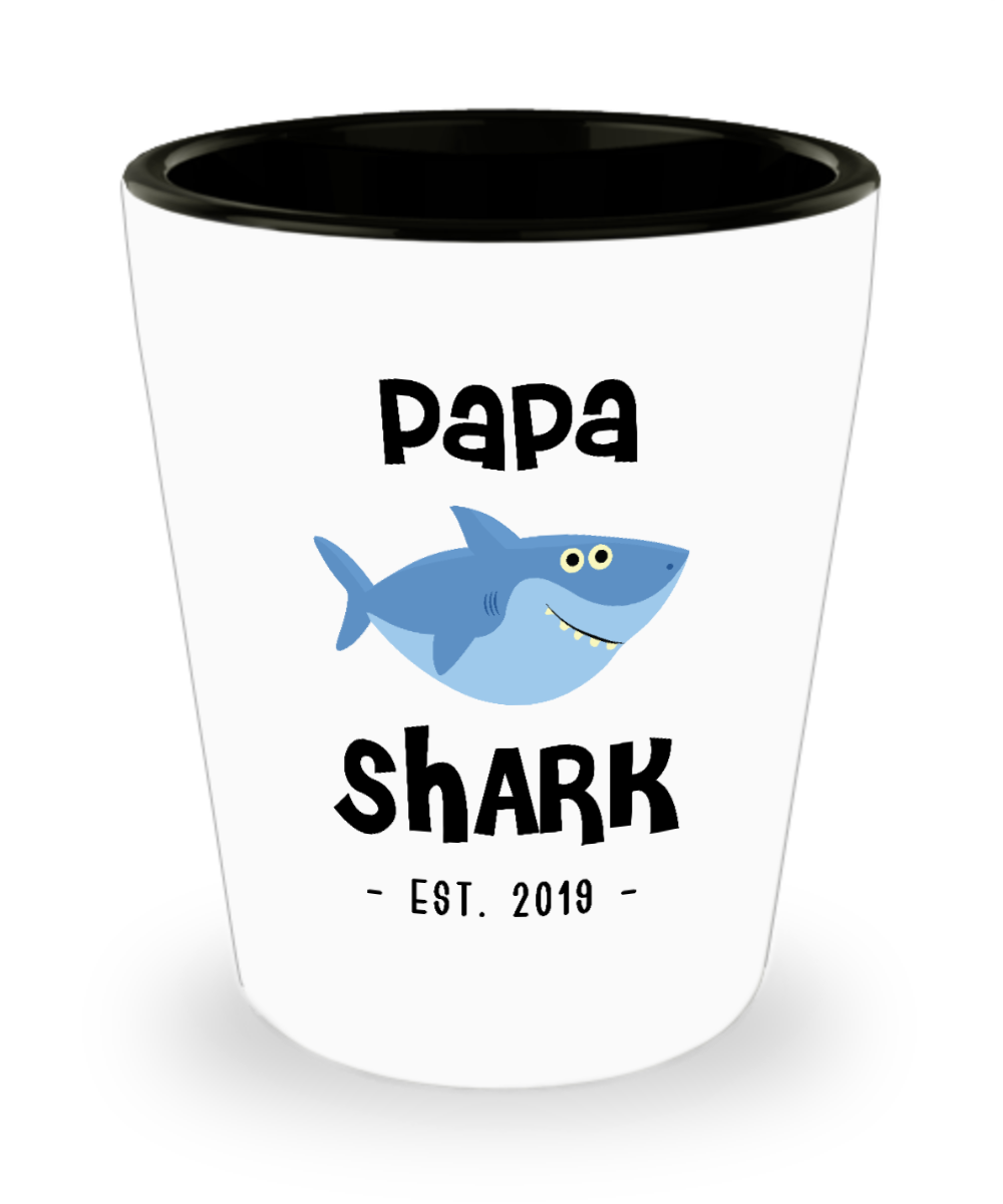 Papa Shark Mug New Papa Est 2019 Do Do Do Expecting Papas Pregnancy Reveal Announcement Gifts Ceramic Shot Glass