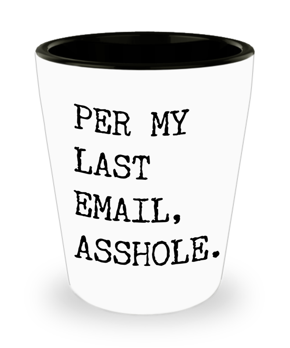 Per My Last Email Shot Glass Funny Coworker Gift Shot Glasses