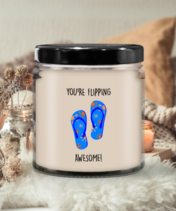 Congratulations You're Flipping Awesome Candle 9 oz Vanilla Scented Soy Wax Blend Candles Funny Gift