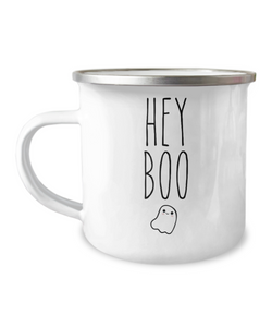 Hey Boo Metal Camping Mug Coffee Cup Funny Gift