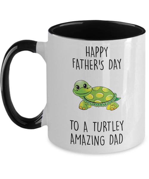 Happy Father's Day To A Turtley Amazing Dad Two-Tone Mug Coffee Cup Funny Gift