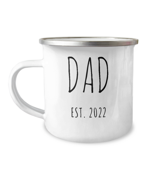 DAD EST 2022 Metal Camping Mug Coffee Cup Funny Gift