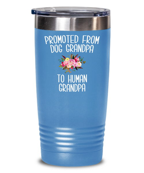 Promoted From Dog Grandpa To Human Grandpa Tumbler Mug Grandpa Pregnancy Announcement Reveal Gift Father in Law Gift for Him Travel Coffee Cup BPA Free