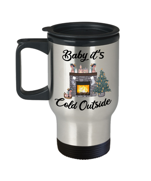 Baby it's Cold Outside Mug Christmas Gift Cute Winter Cozy Mugs with Sayings Gift for Grandma for Girlfriend Travel Coffee Cup Stocking Stuffer