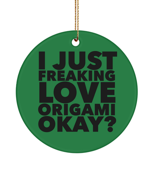 Origami Present I Just Freaking Love Origami Okay Ceramic Christmas Tree Ornament
