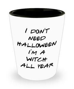 Halloween Witch Shot Glass Gag Gift for Her Funny Halloween Gifts for Friends Mug Funny Witchy Gifts Fall Decor I'm a Witch All Year