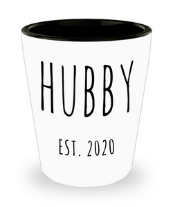 Hubby Est 2020 Shot Glass Wedding Gift Funny Husband Newlywed Gift for Fiance