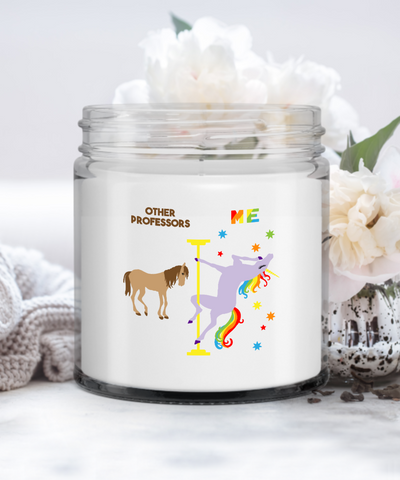 Other Professors Vs Me Rainbow Unicorn Candle Vanilla Scented Soy Wax Blend 9 oz. with Lid