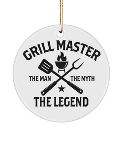 Grill Master The Man The Myth The Legend Ceramic Christmas Tree Ornament Funny Gift