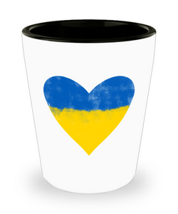 Ukraine Heart Support Ukraine I Stand with Ukraine Stop War Free Ukraine No War Ceramic Shot Glass