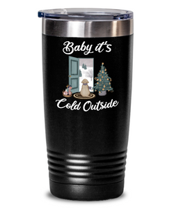 Baby it's Cold Outside Tumbler Christmas Mug Gift Cute Winter Scene Mugs with Sayings Gift for Grandma Dog Lover Travel Coffee Cup Stocking Stuffer