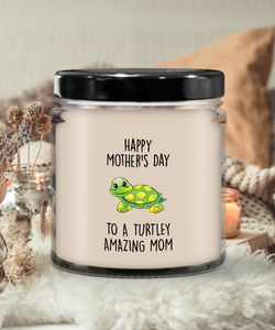 Happy Mother's Day to a Turtley Amazing Mom Candle 9 oz Vanilla Scented Soy Wax Blend Candles Funny Gift