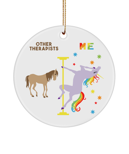 Therapist Rainbow Unicorn Ceramic Christmas Tree Ornament