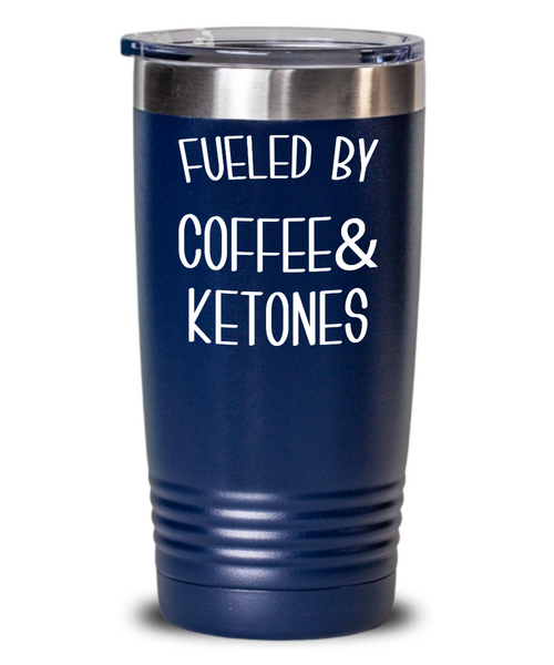 Keto Tumbler Fueled By Coffee and Ketones Mug Keto Travel Cup Funny Weight Loss Humor Gift BPA Free