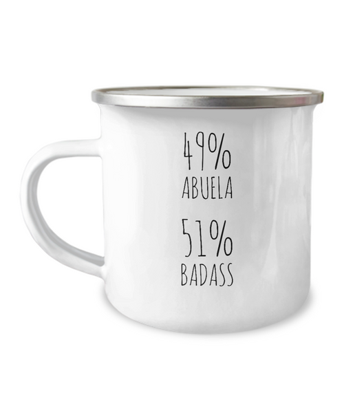 49% Abuela 51% Badass Metal Camping Mug Coffee Cup Funny Gift