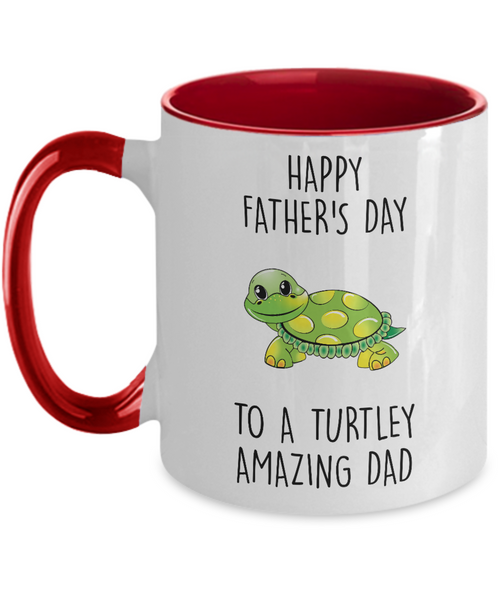 Happy Father's Day To A Turtley Amazing Dad Two-Tone Mug Coffee Cup Funny Gift