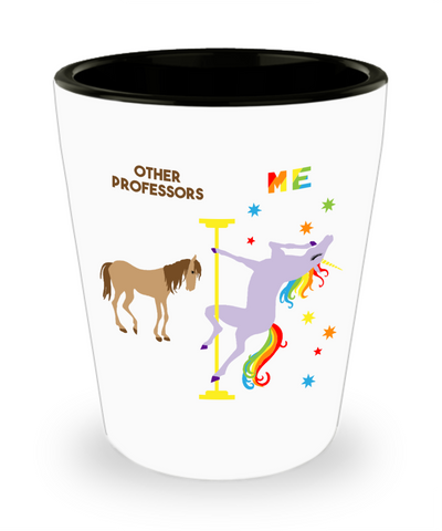College Professor Gifts Pole Dancing Unicorn Funny Ceramic Shot Glass