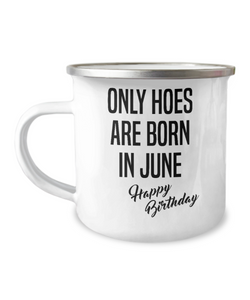 June Birthday Mug Only Hoes Are Born In June Happy Birthday Metal Camper Mug
