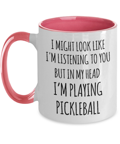 Pickleball Gift, Pickleball, Pickleball Gifts, Pickleball Mug, In My Head I'm Playing Pickleball Two Toned Coffee Cup