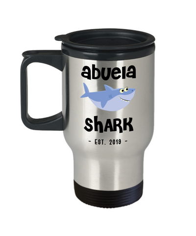 Abuela Shark Mug New Abuela Est 2019 Do Do Do Expecting Abuelas Pregnancy Reveal Announcement Gifts Stainless Steel Insulated Travel Coffee Cup