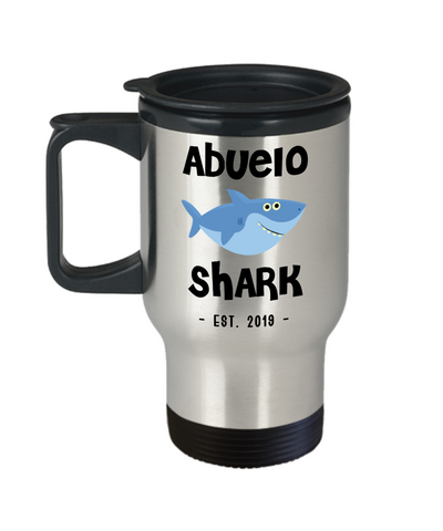 Abuelo Shark Mug New Abuelo Est 2019 Do Do Do Expecting Abuelos Pregnancy Reveal Announcement Gifts Stainless Steel Insulated Travel Coffee Cup