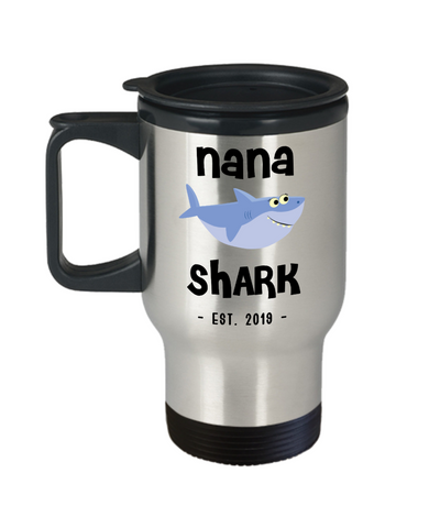 Nana Shark Mug New Nana Est 2019 Do Do Do Expecting Nanas Baby Shower Pregnancy Reveal Announcement Gifts Stainless Steel Insulated Travel Coffee Cup