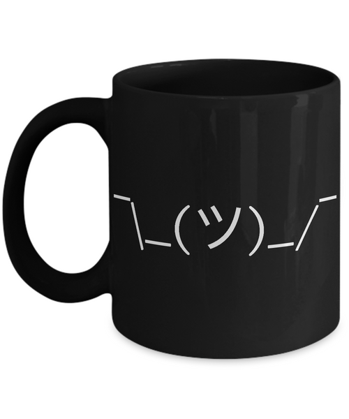 Shrugging Man Emoticon Mug Emoji Face Instagram Twitter Ceramic Coffee Cup in Black-Cute But Rude