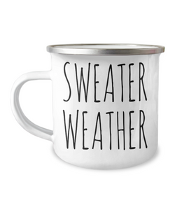 Fall Mug Cozy Autumn Sweater Weather Cute Winter Gift for Her Metal Camping Coffee Cup