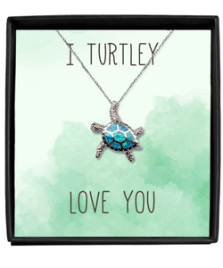 Opal Turtle Necklace Turtle Pendant Turtle Charm Sea Turtle Gift Tortoise Necklace Sea Turtle Gifts