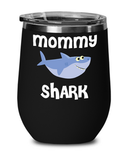 Mommy Shark Stemless Wine Glass Travel Tumbler Do Do Do Mommy Birthday Gift Idea Gifts for Mommys Mother's Day
